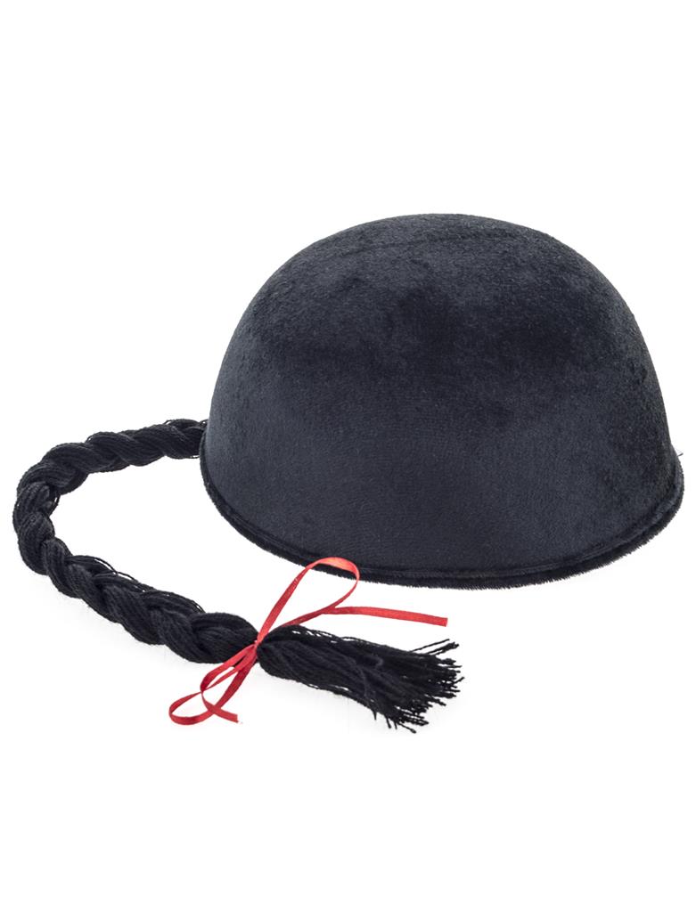 Cappello Calotta nera Cinese Orientale con treccia