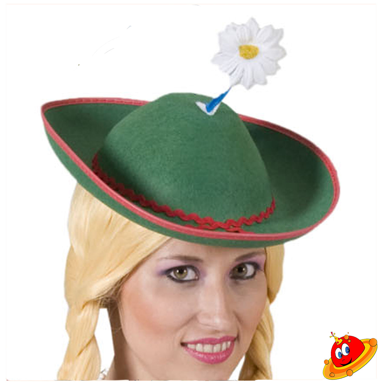 Cappello Tirolese Bavarese Verde con margherita