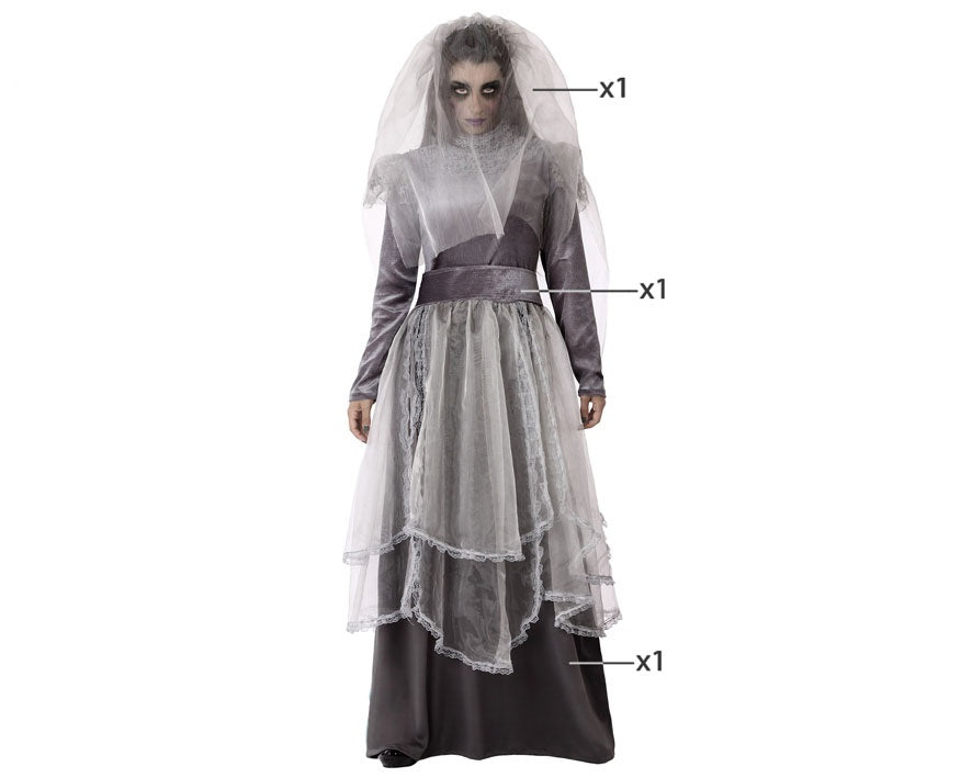 Costume Donna Sposa Cadavere Fantasma Tg 36a42