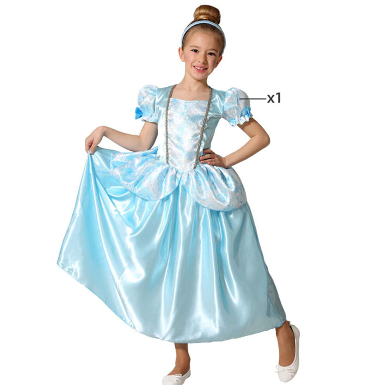 Costume Bambina Principessa Cenerentola Azzurra Tg 5/7A