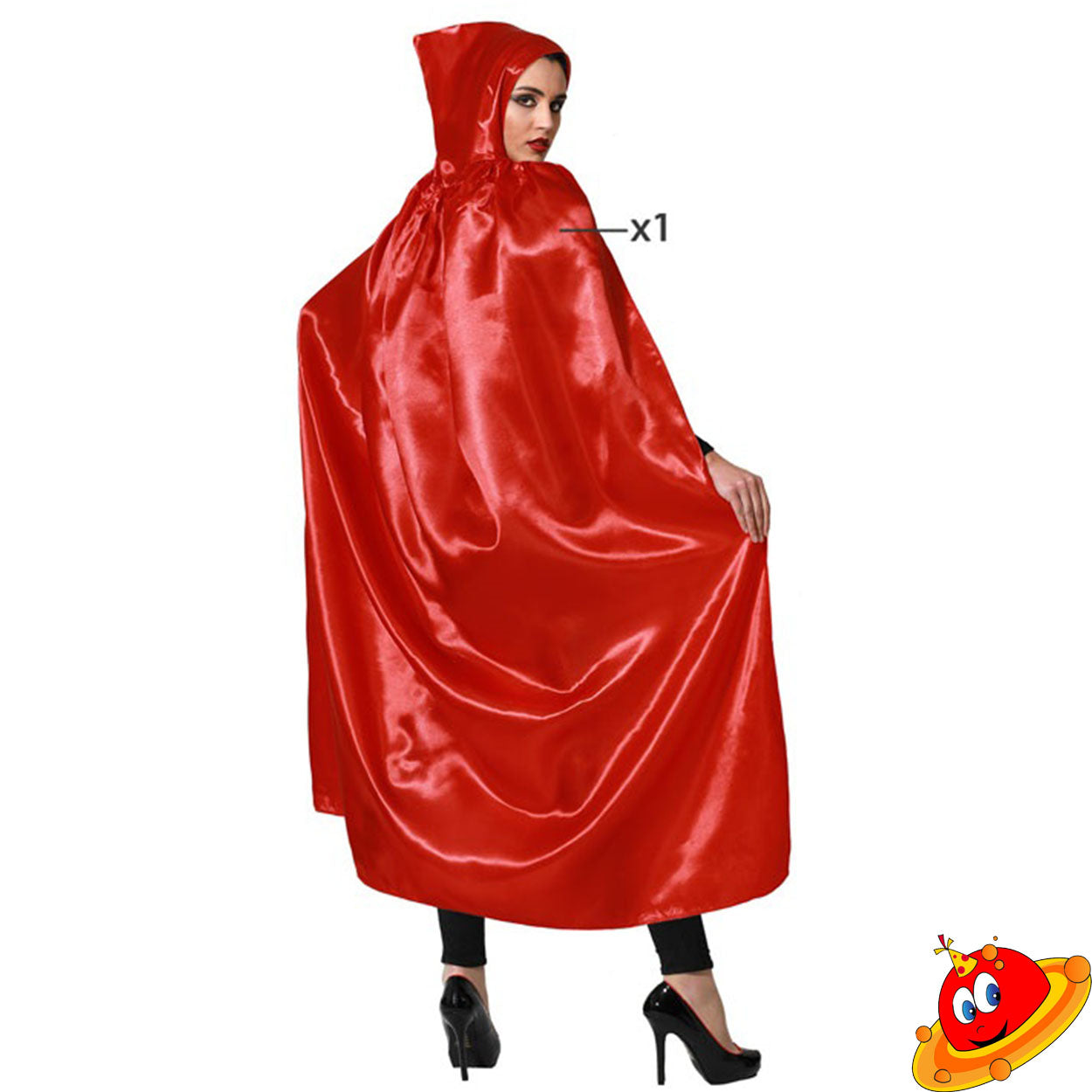 Travestimento Halloween Carnevale Mantello rosso con cappuccio da cm 140