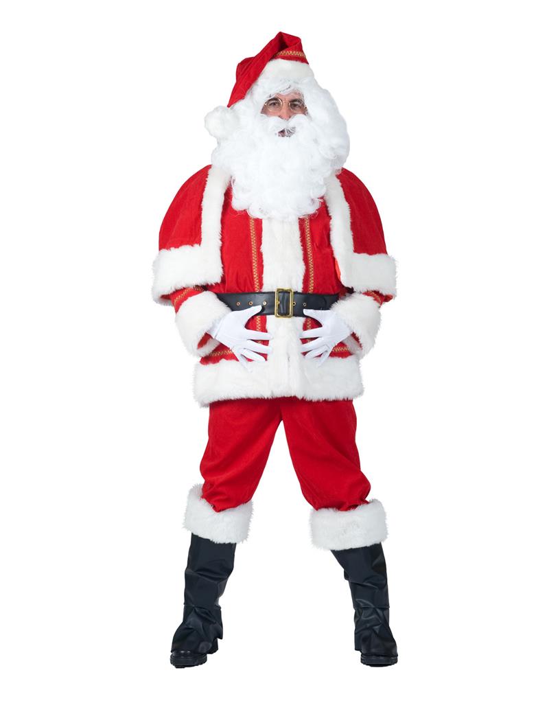 Costume Babbo Natale Santa Claus De Luxe Professionale Velluto Completo