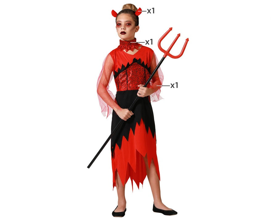 Costume Halloween Carnevale Travestimento Diavola Diavoletta Bambina
