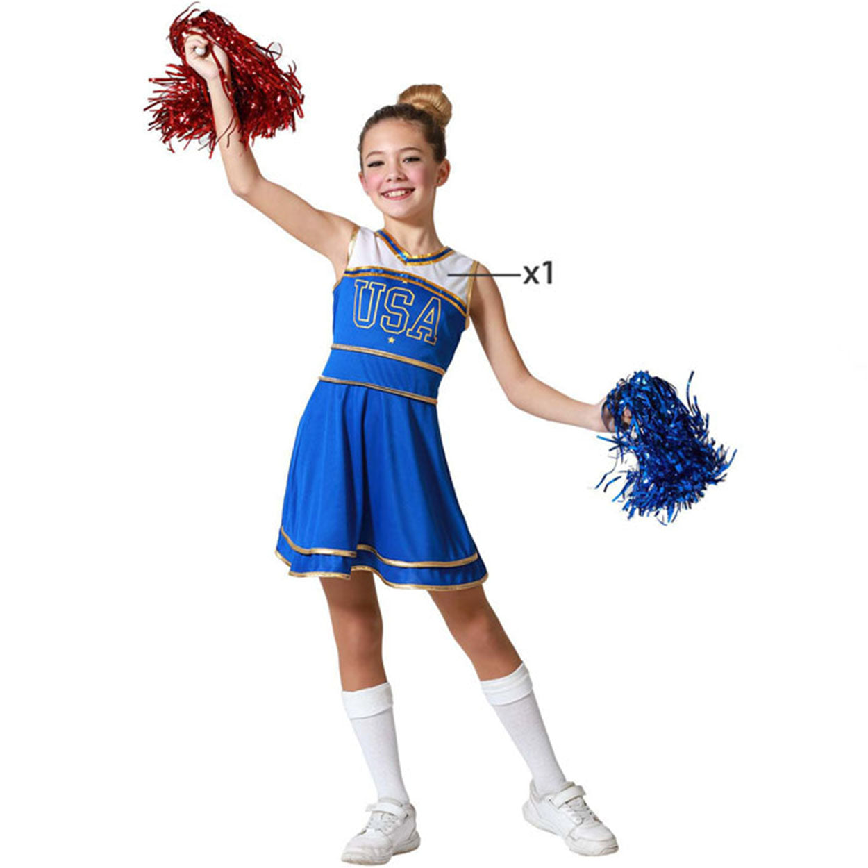 Costume Bambina Cheerleader Blu Tg 10/12A
