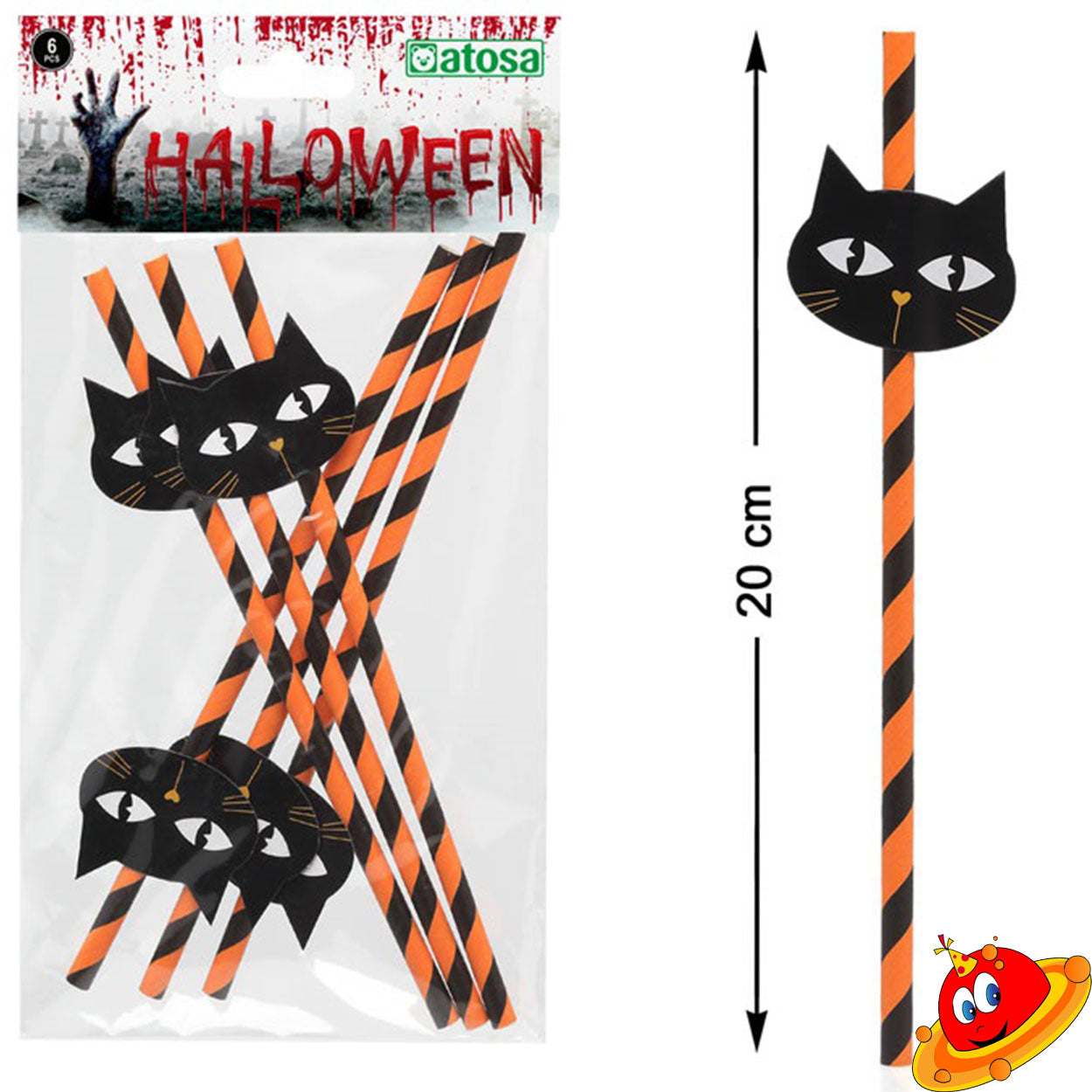 Party Horror Halloween Cannucce gatto nero conf. 6