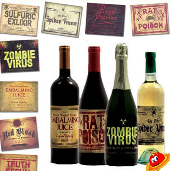 🍷 Etichette Horror per Bottiglie – Decorazione Halloween da Brivido 👻