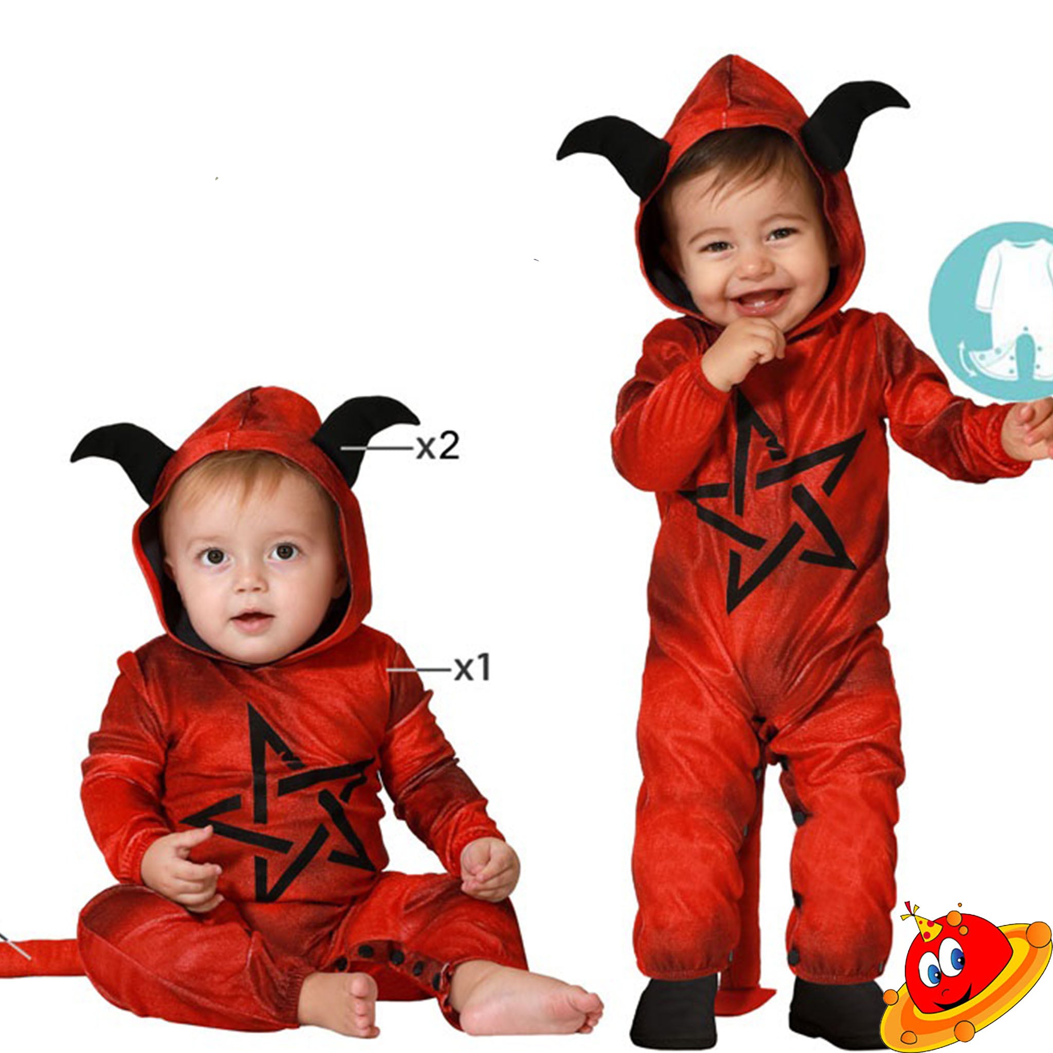 Costume tutina Baby Diavoletto Diavoletta Rosso