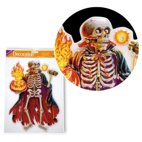 💀 Decorazione Halloween Scheletro con Zucca e Torcia – Addobbo Horror da Appendere