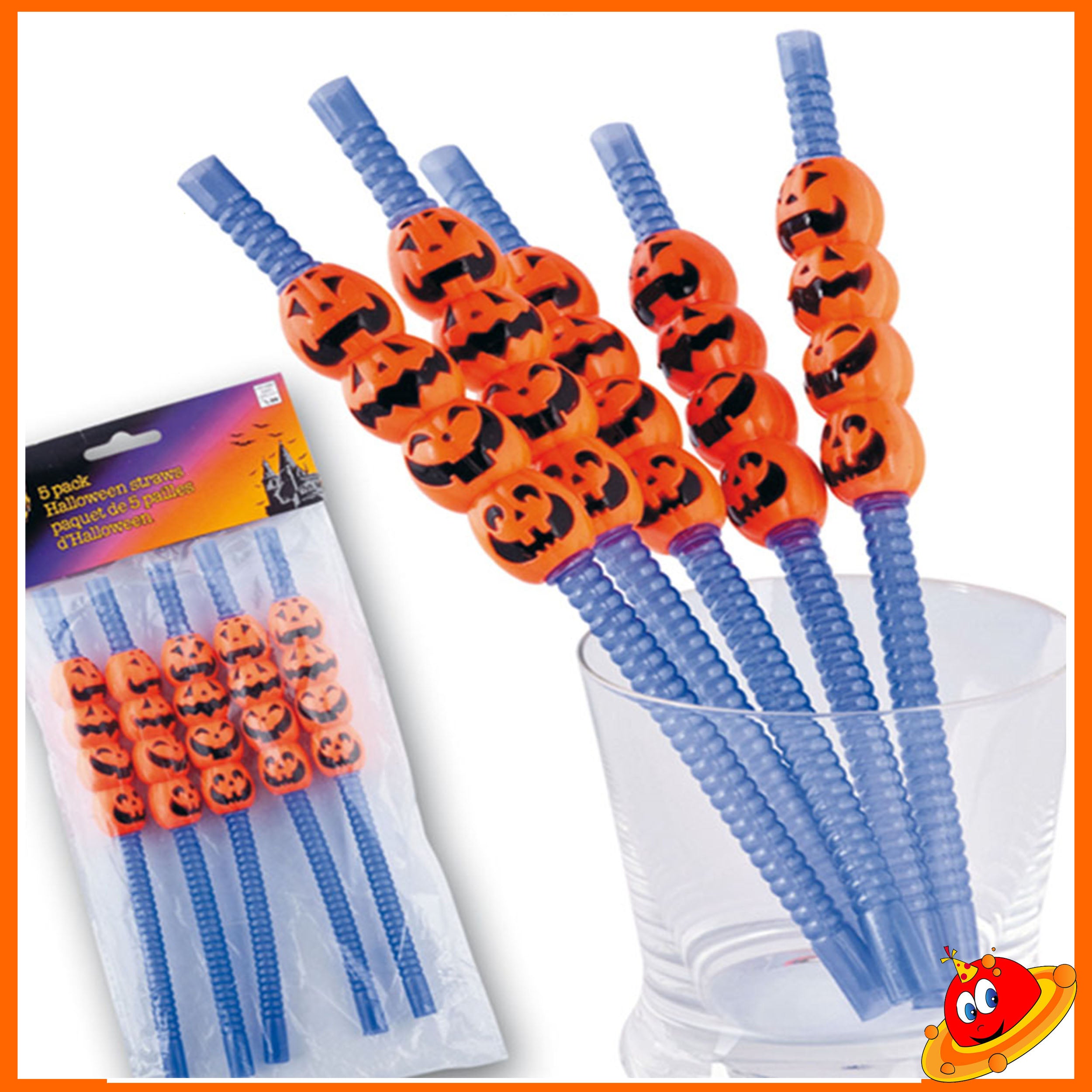 Party Horror Halloween Cannucce flessibili zucca conf 5