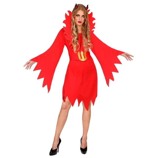 😈 Costume Diavoletta Donna Rosso – Vestito Halloween con Corna e Cintura