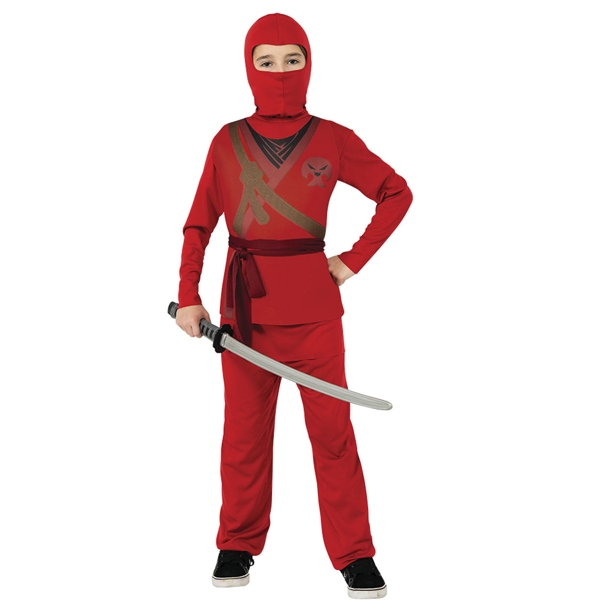 Costume Bambino Ninja Skull Rosso Tg 5/9A