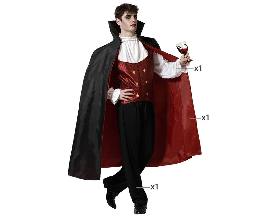 Costume Uomo Vampiro Conte Dracula Tg 48a58