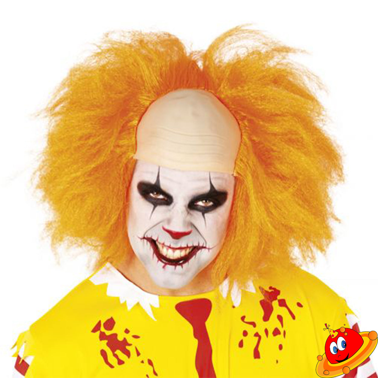 Parrucca arancione con calotta clown  Pennywise il Pagliaccio