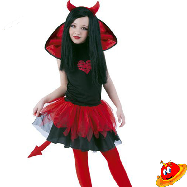 SET CARNEVALE HALLOWEEN BAMBINA DIAVOLETTA GONNA CERCHIETTO BICOLOR  cod.27559 8004761067915