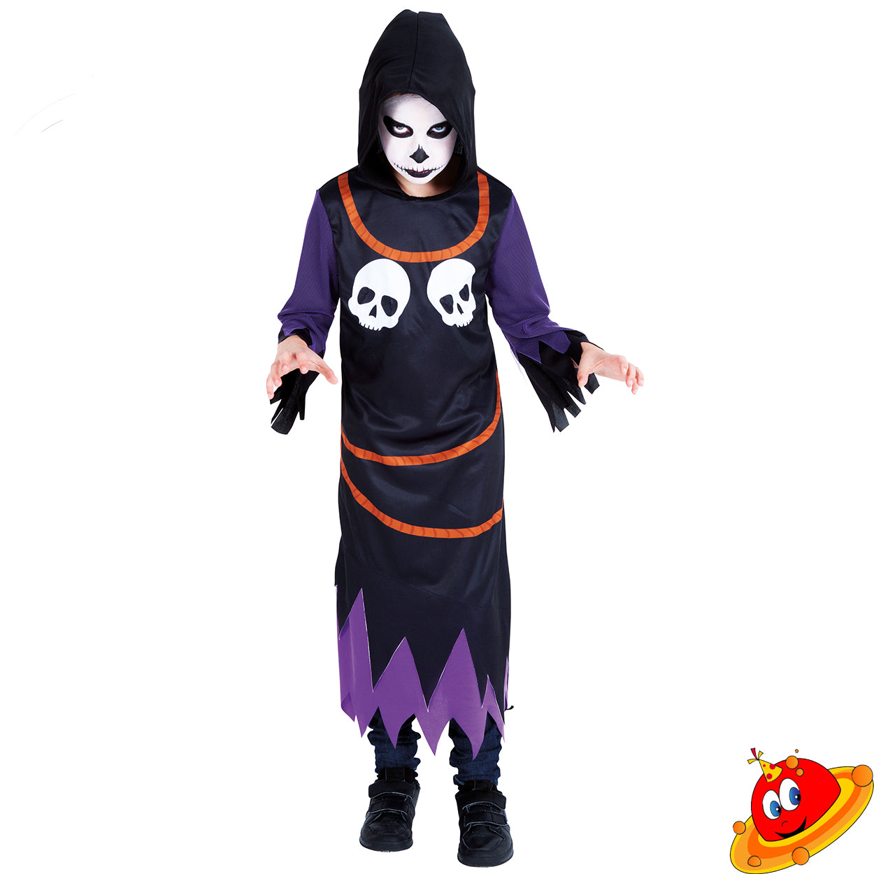 Costume Bambino Demone Fantasma Teschio Tg 5-12 anni