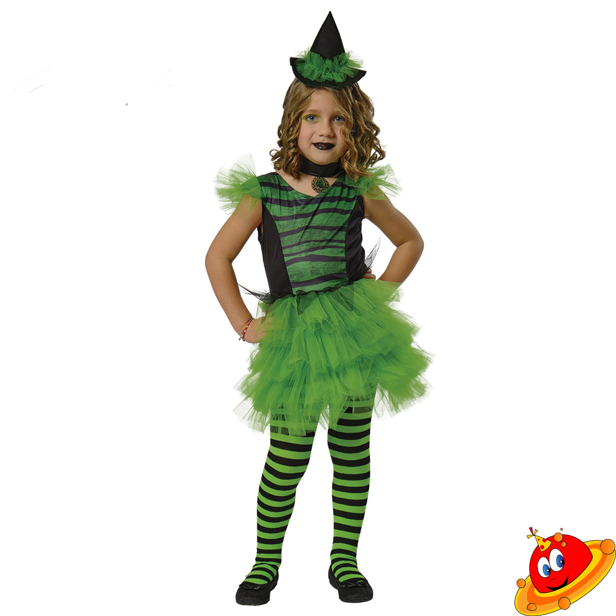 Costume Halloween Strega Verde Glamour Bambina