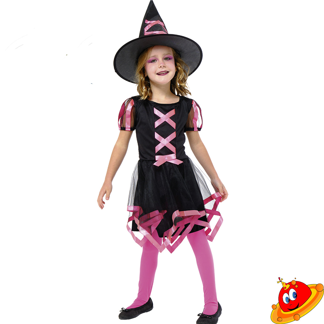 Costume Halloween Strega alla moda Rosa Bambina