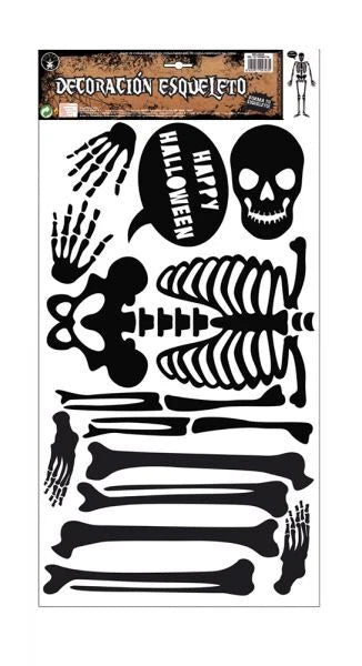 💀 Set Decorazioni Gel Scheletro Halloween per Vetro – Adesivi Riutilizzabili