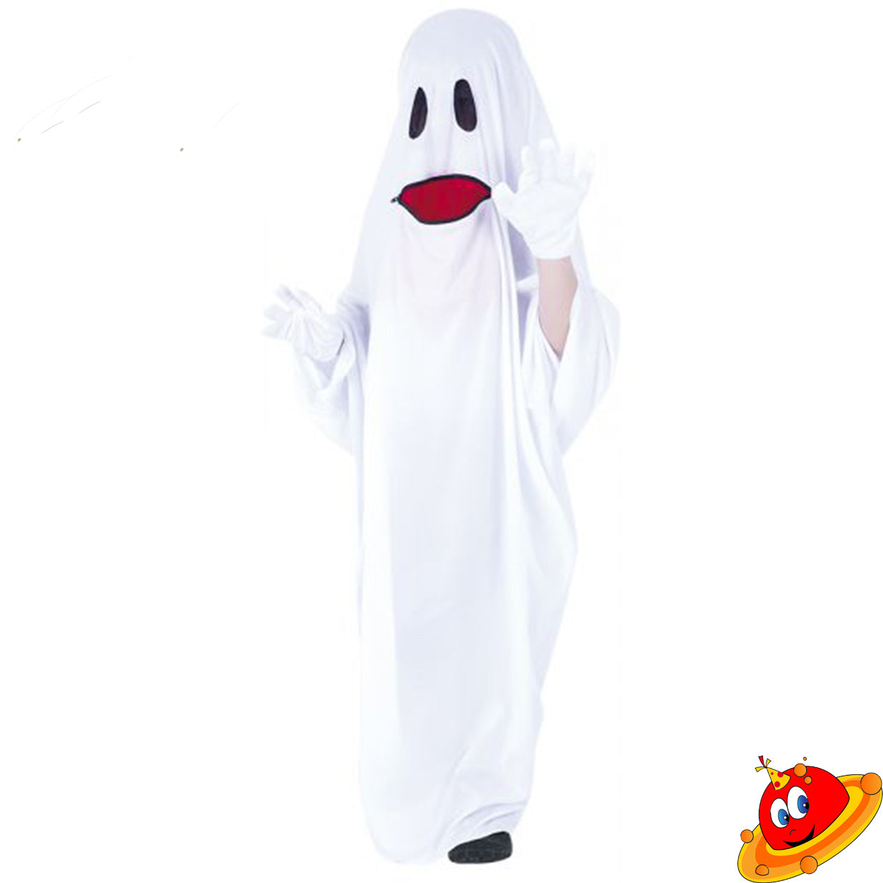 Costume Bambina Bambino Fantasma con bocca Tg 8-10 anni